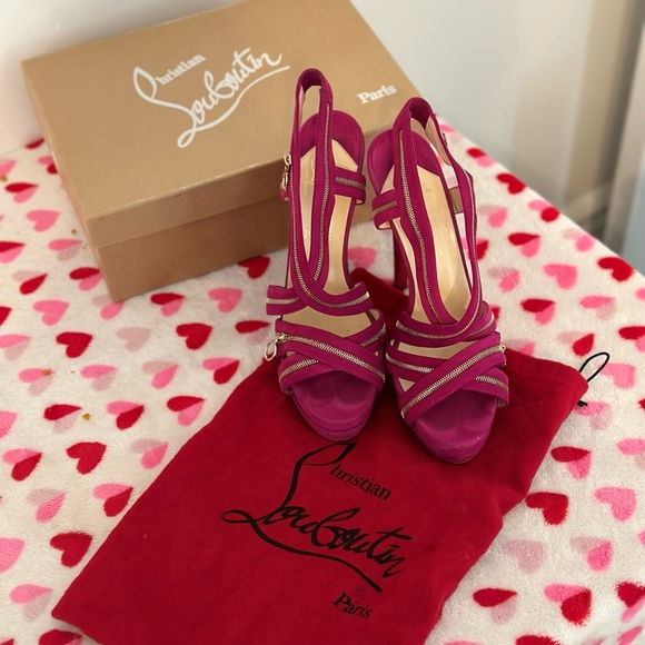 Christian Louboutin Pink Suede Rodita Zipper Detail
Platform Heel Sandals - 39.5 - Picture 7 of 7